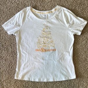 White Disney T-Shirt with Gold Castle Design